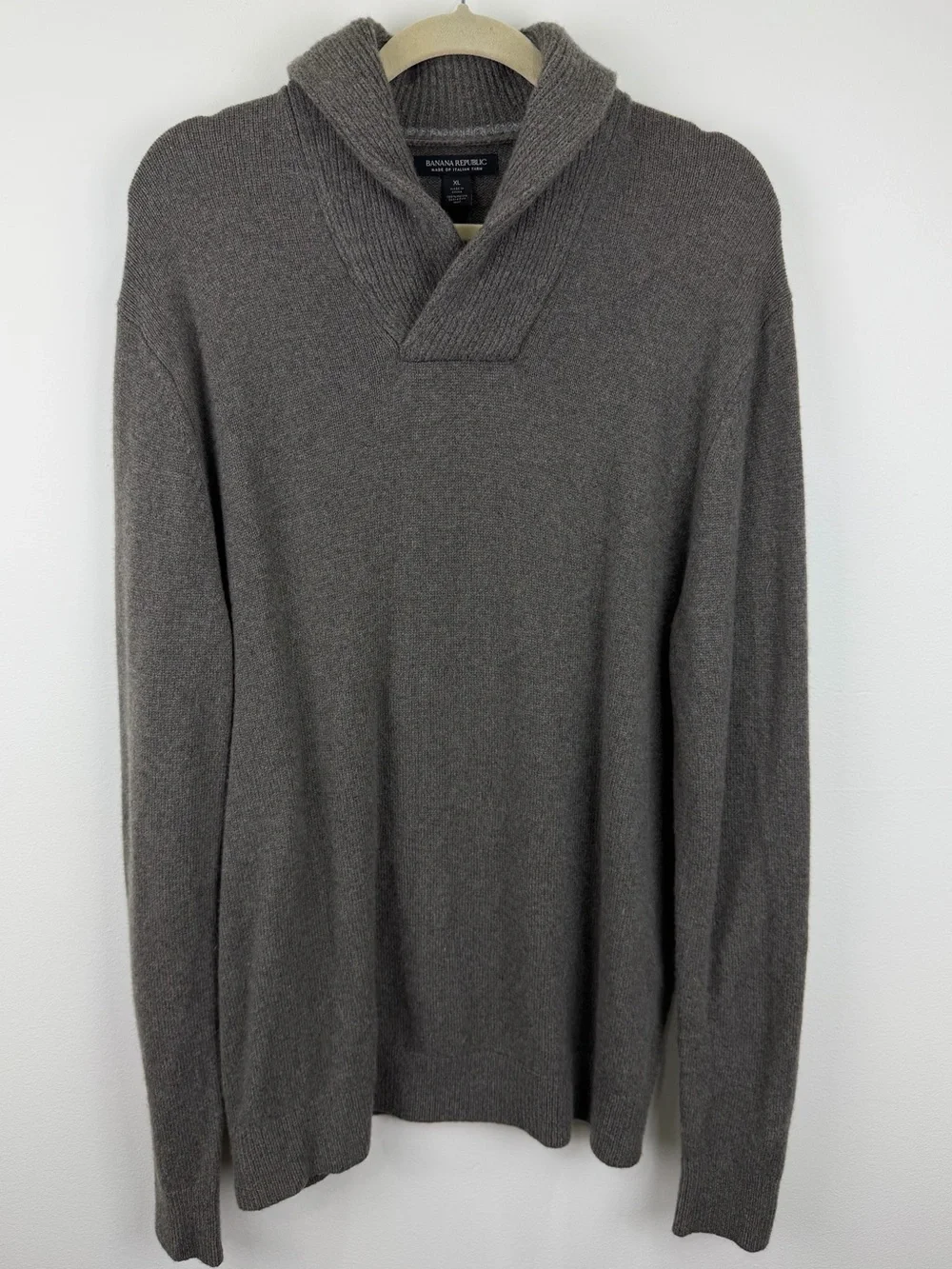Banana Republic Men’s XL 100% Merino Wool Shawl Collar Sweater Italian Yarn